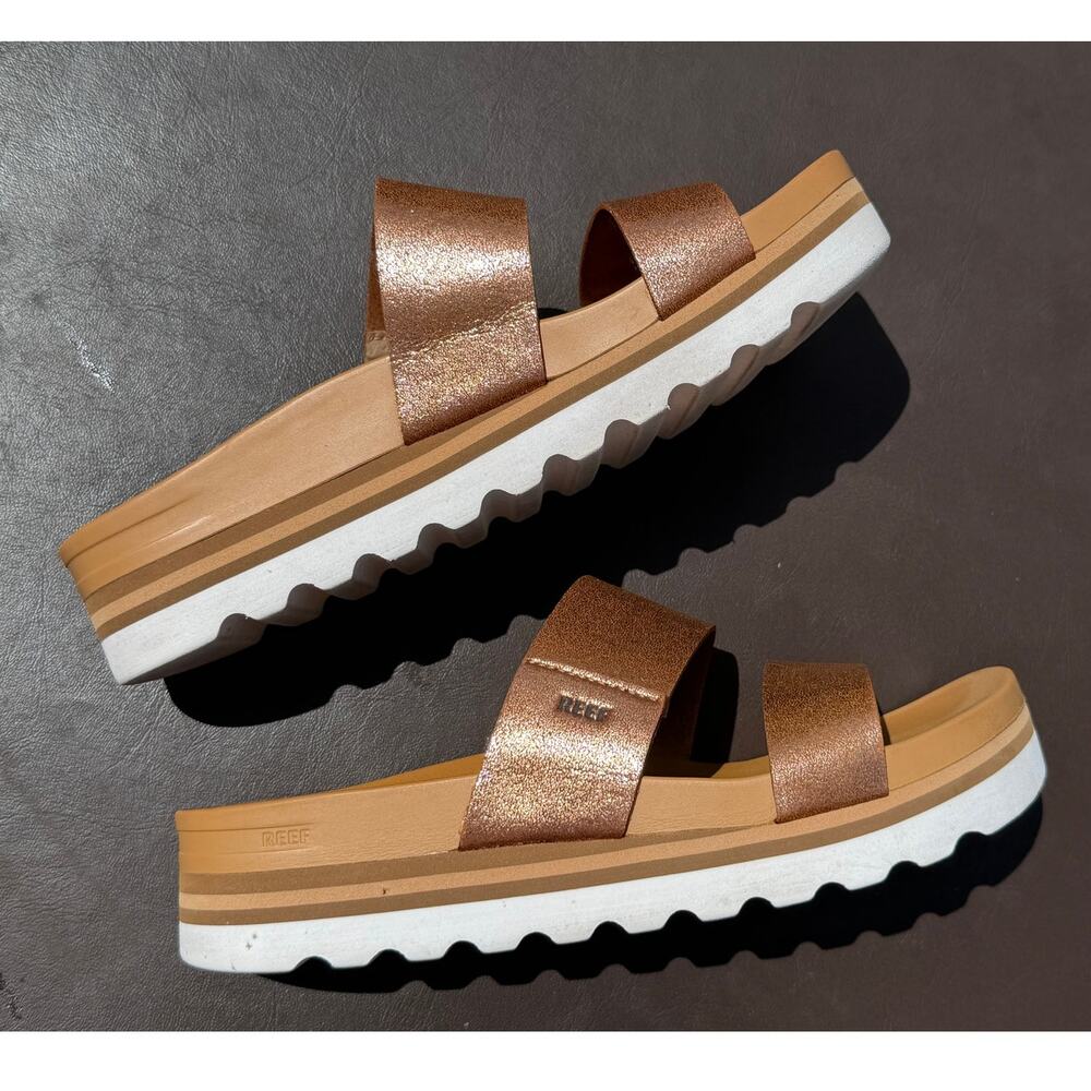 REEF Cushion Bounce Vista Hi Wedge Sandal Slide Metallic Copper Size 8 - Picture 2 of 10